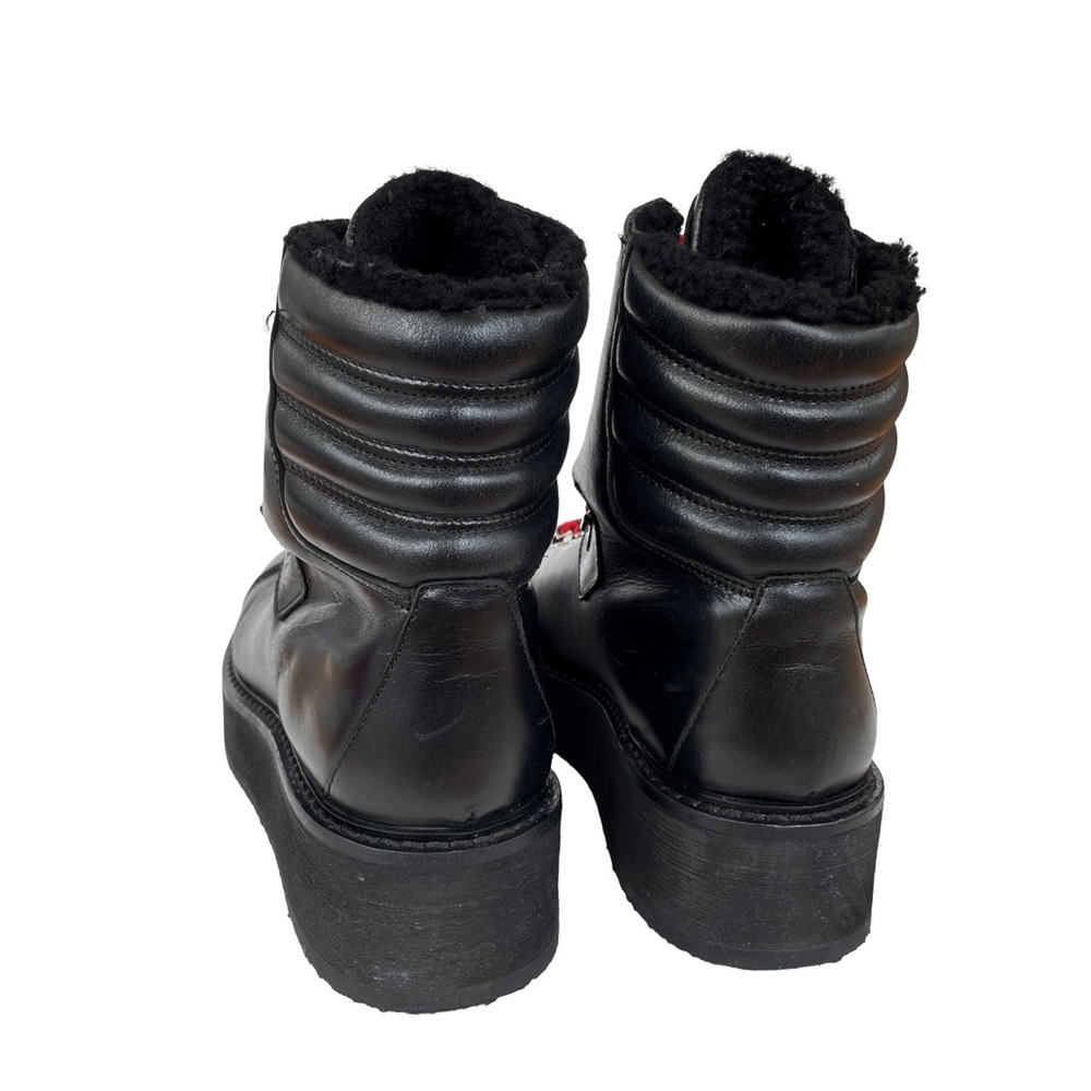 ALLSAINTS Fae Lace-Up Winter Hiker Boots, Black Leather, Red Laces, Wedge, EU 38 - Picture 7 of 10